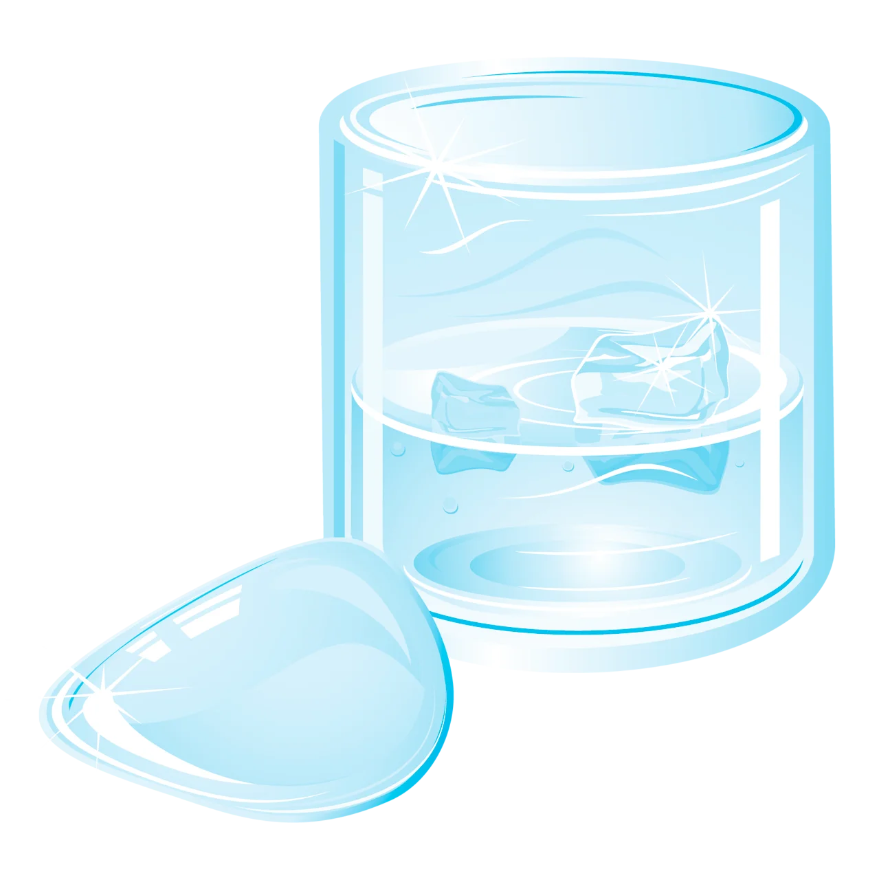 Elegant Blue Glass Clipart with Delicate Water Droplet and Transparent Container