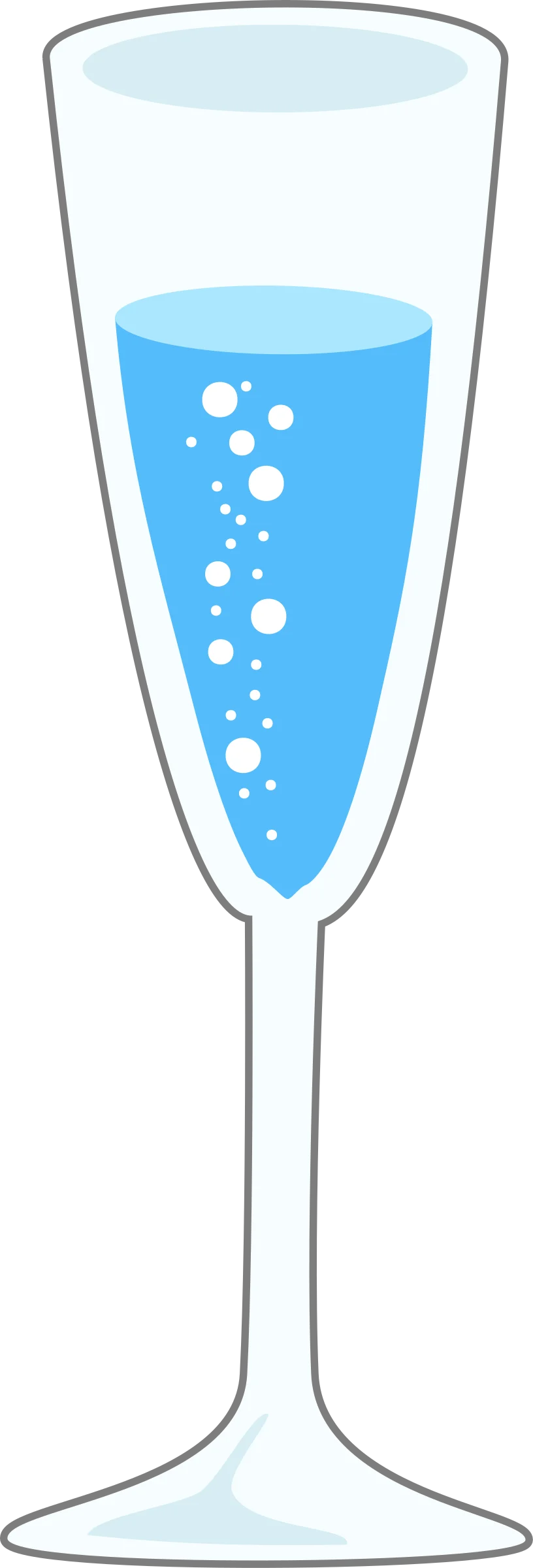 Elegant Champagne Flute Clipart with Effervescent Blue Sparkling Beverage