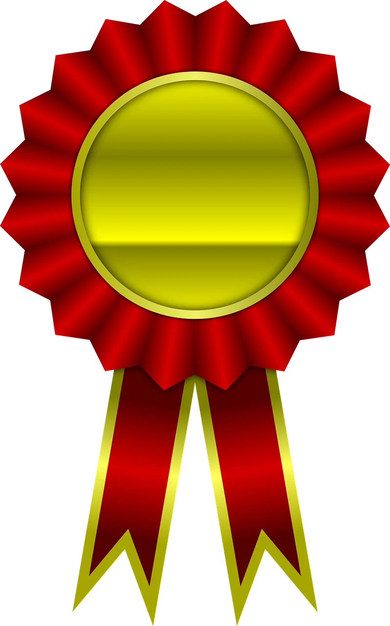 Elegant Red and Yellow Father's Achievement Award Ribbon Clipart Design