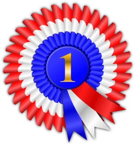First Place Award Ribbon Clipart - Patriotic Red White Blue Achievement Design
