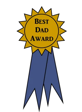Heartwarming Best Dad Award Golden Clipart Ribbon with Blue Streaming Tails
