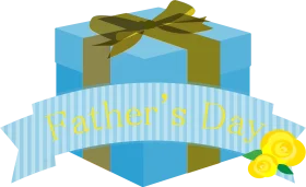 Heartwarming Fathers Day Blue Gift Box Clipart Design with Sunshine Charm