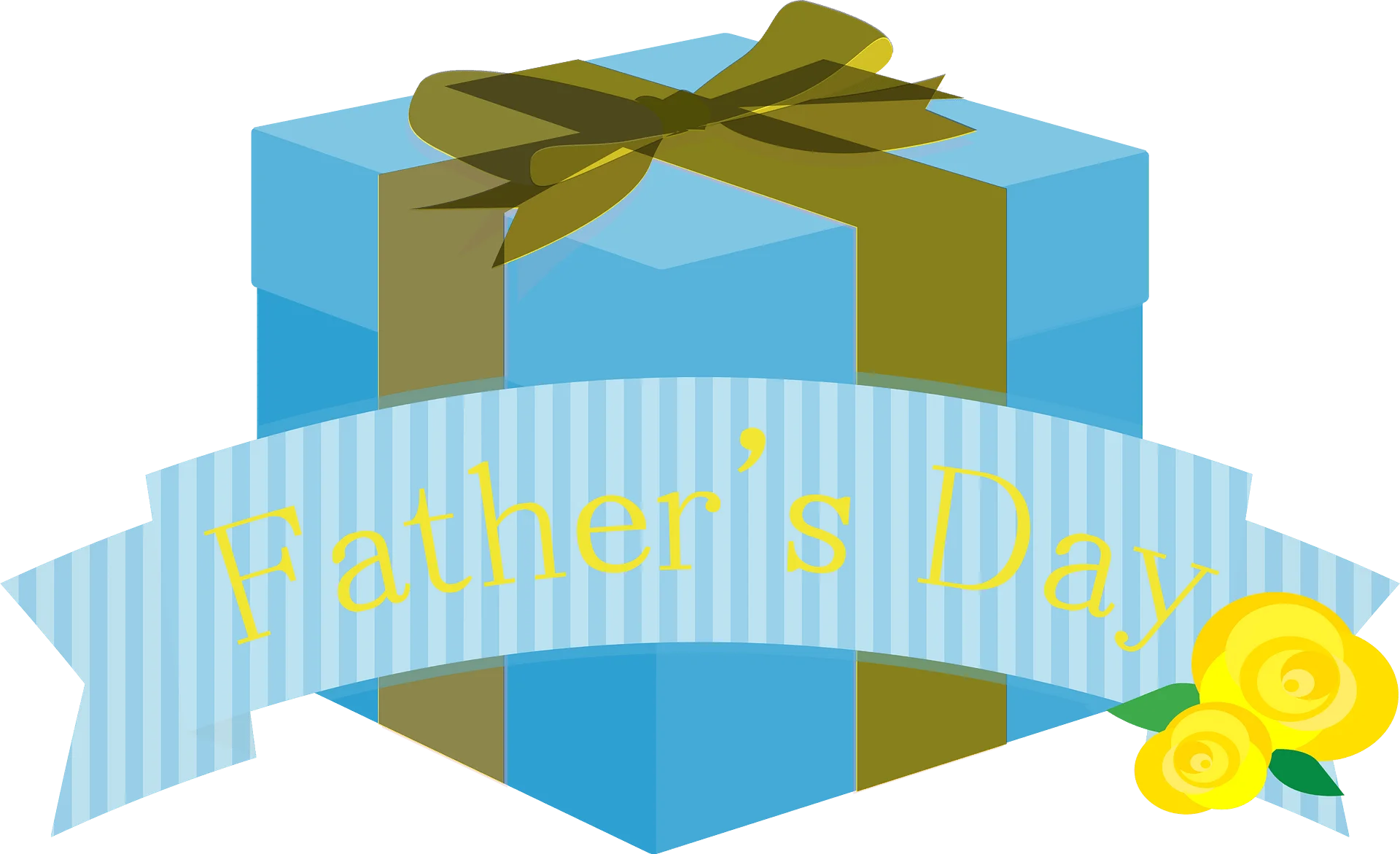 Heartwarming Fathers Day Blue Gift Box Clipart Design with Sunshine Charm