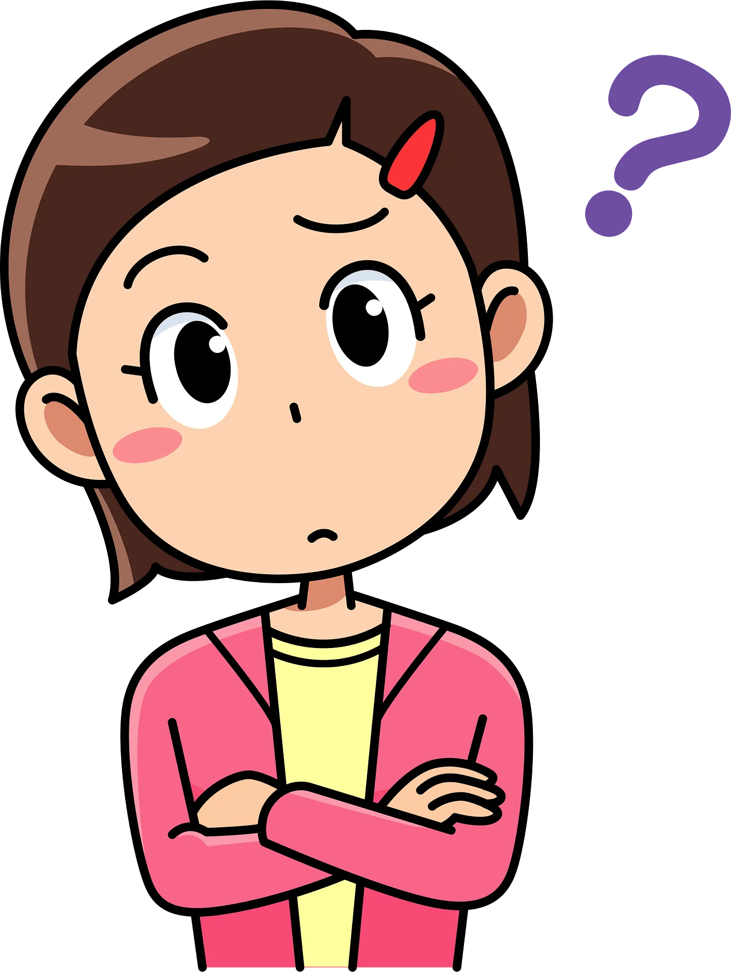 Inquisitive Cartoon Character Clipart: Puzzled Expression and Questioning Pose