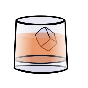 Minimalist Whiskey Glass Clipart with Geometric Ice Cube Design