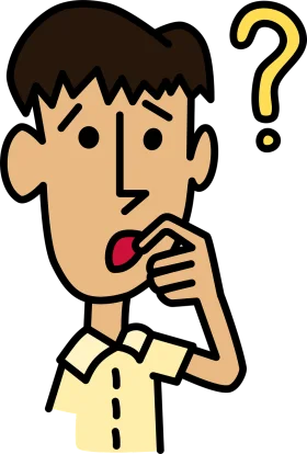 Perplexed Cartoon Character Contemplating a Curious Question Mark Clipart
