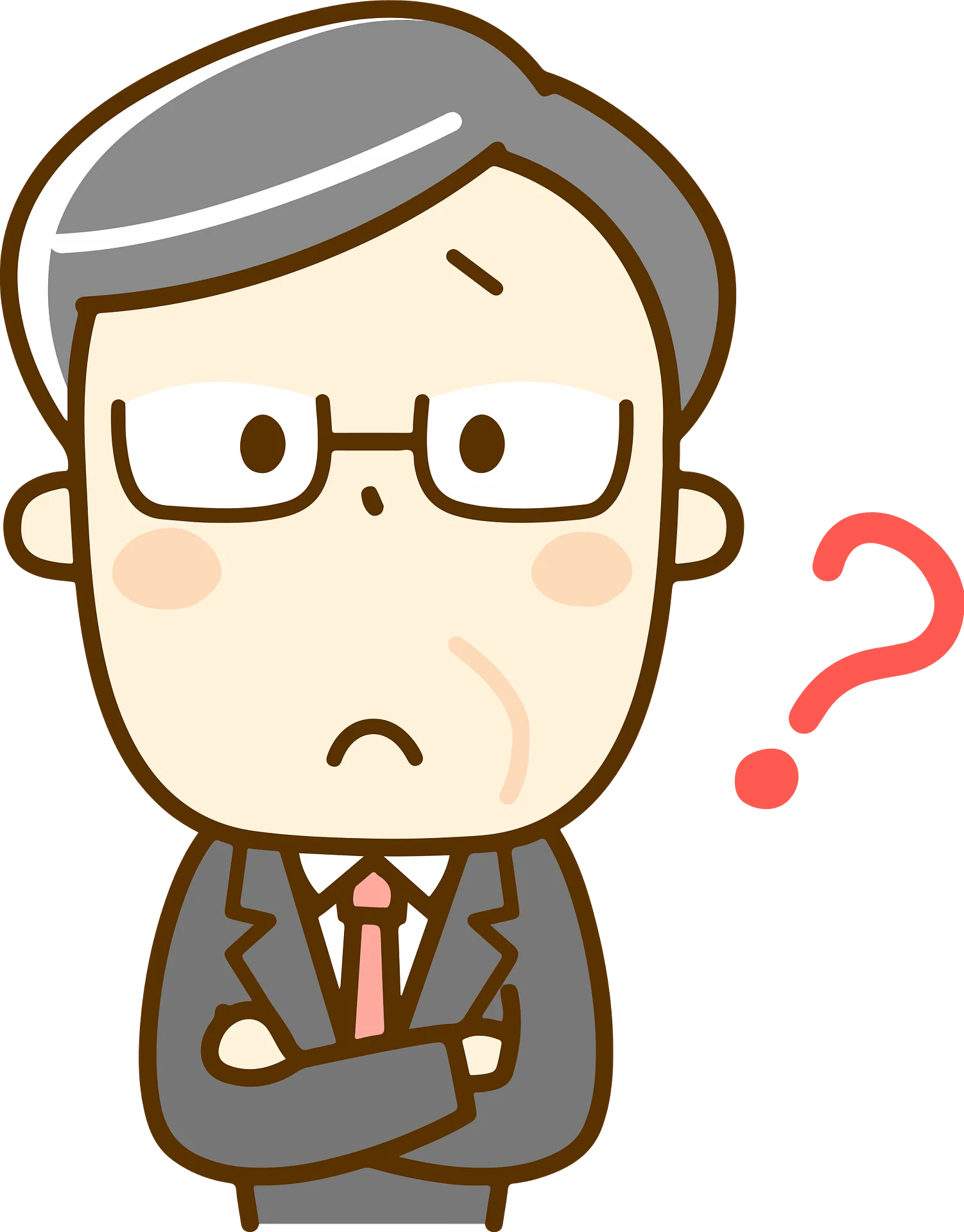 Perplexed Professional Clipart: A Cartoon Businessman's Moment of Confusion