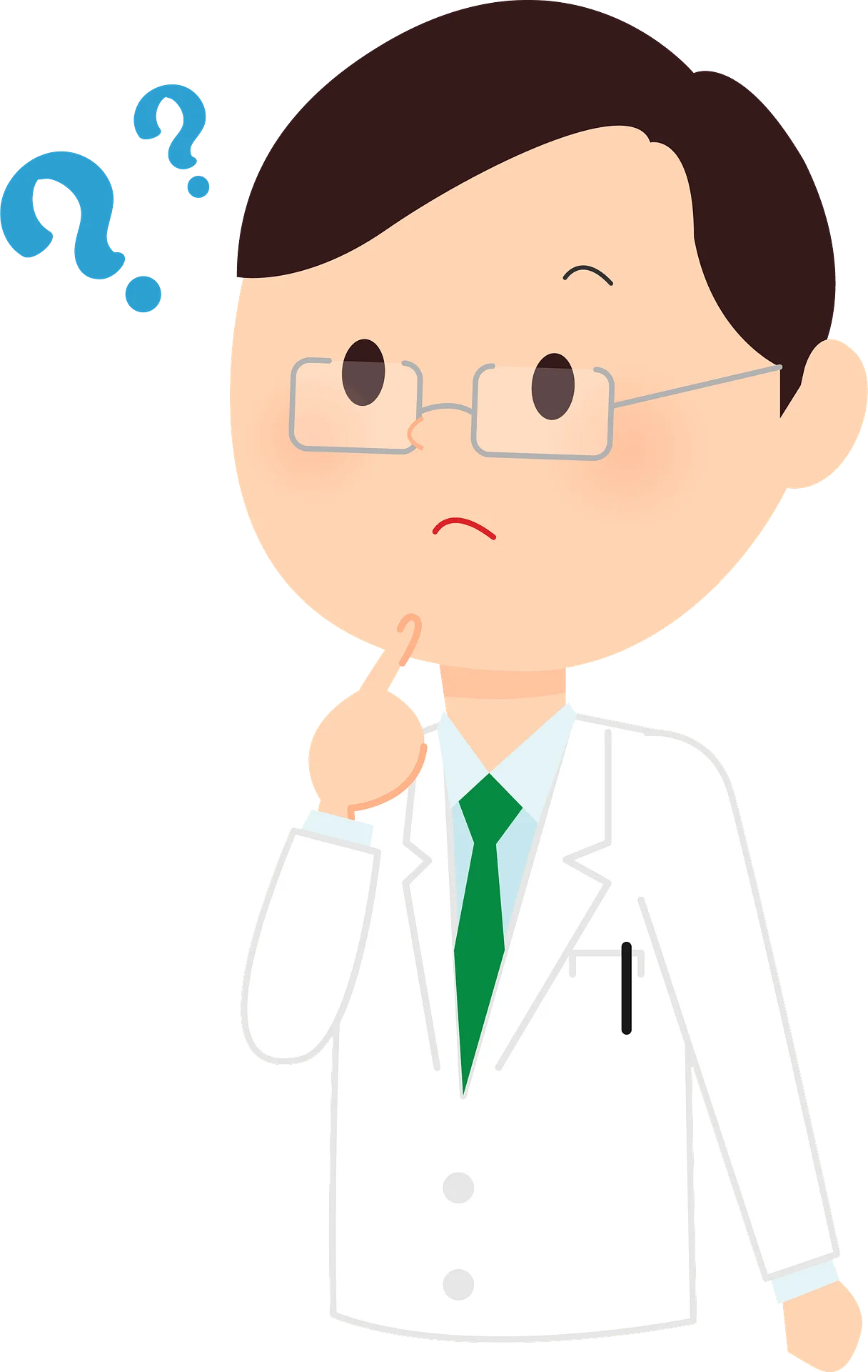 Perplexed Professional in White Coat: A Questioning Clipart Illustration