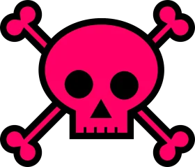 Playful Pink Skull and Crossbones Cartoon Clipart Design for Edgy Graphics
