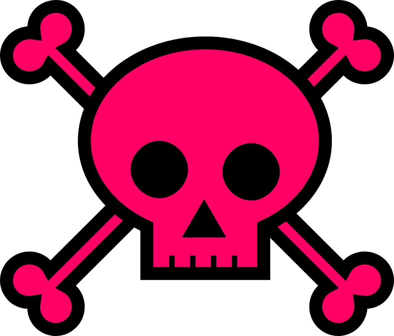 Playful Pink Skull and Crossbones Cartoon Clipart Design for Edgy Graphics
