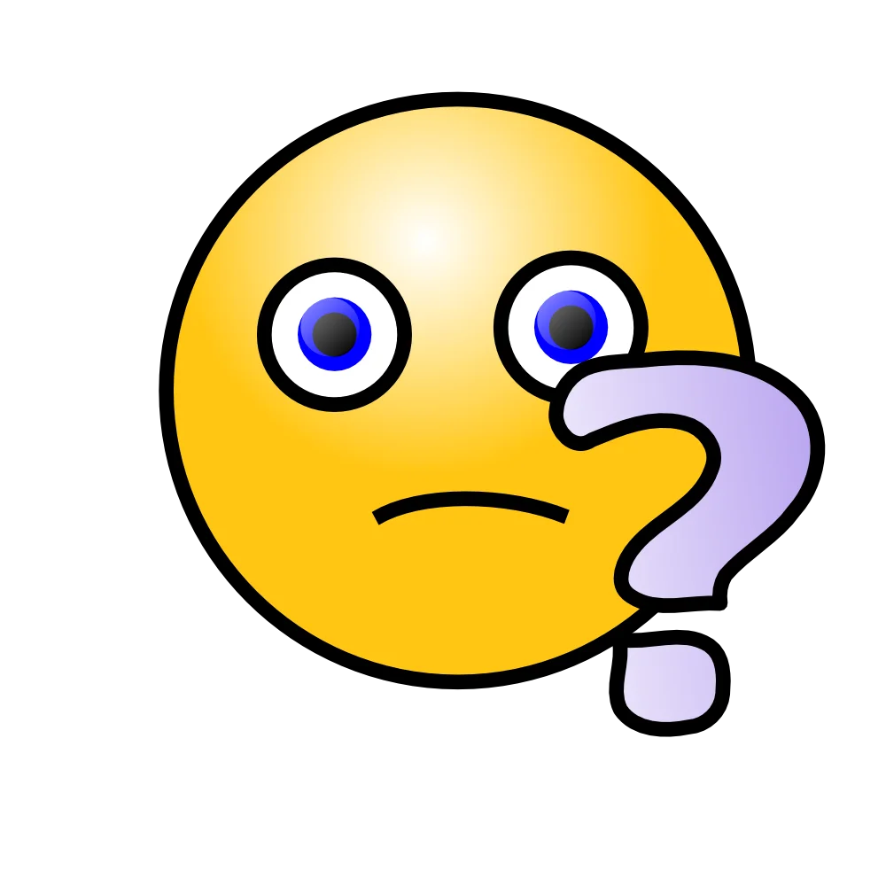 Puzzled Yellow Emoji Clipart with Contemplative Question Mark Symbol