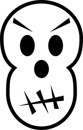 Quirky Black and White Skull Clipart with Expressive Cartoon Style Design