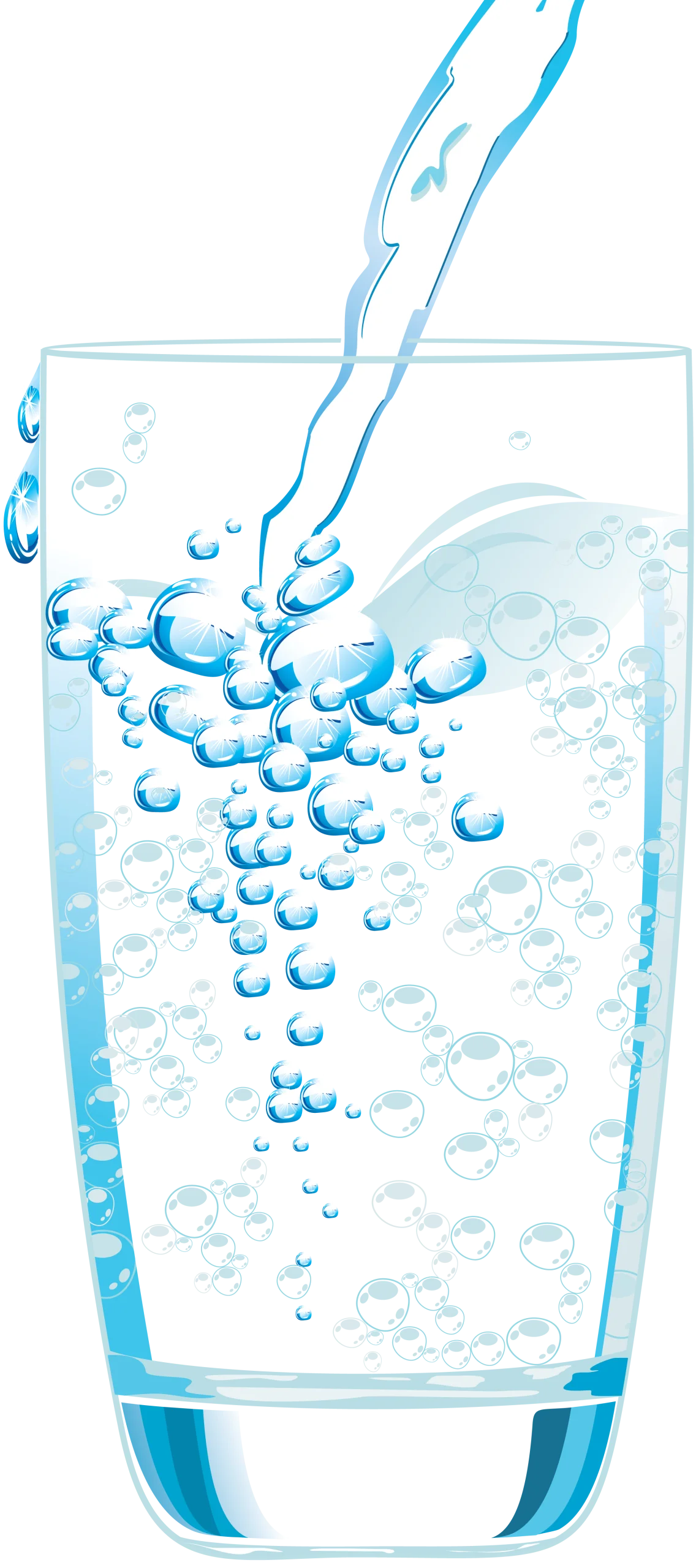 Refreshing Clear Water Being Poured into a Transparent Glass Clipart Illustration