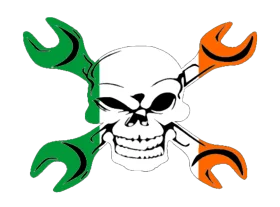 Skull and Crossed Wrenches Mechanical Pirate Clipart Design with Bold Colors
