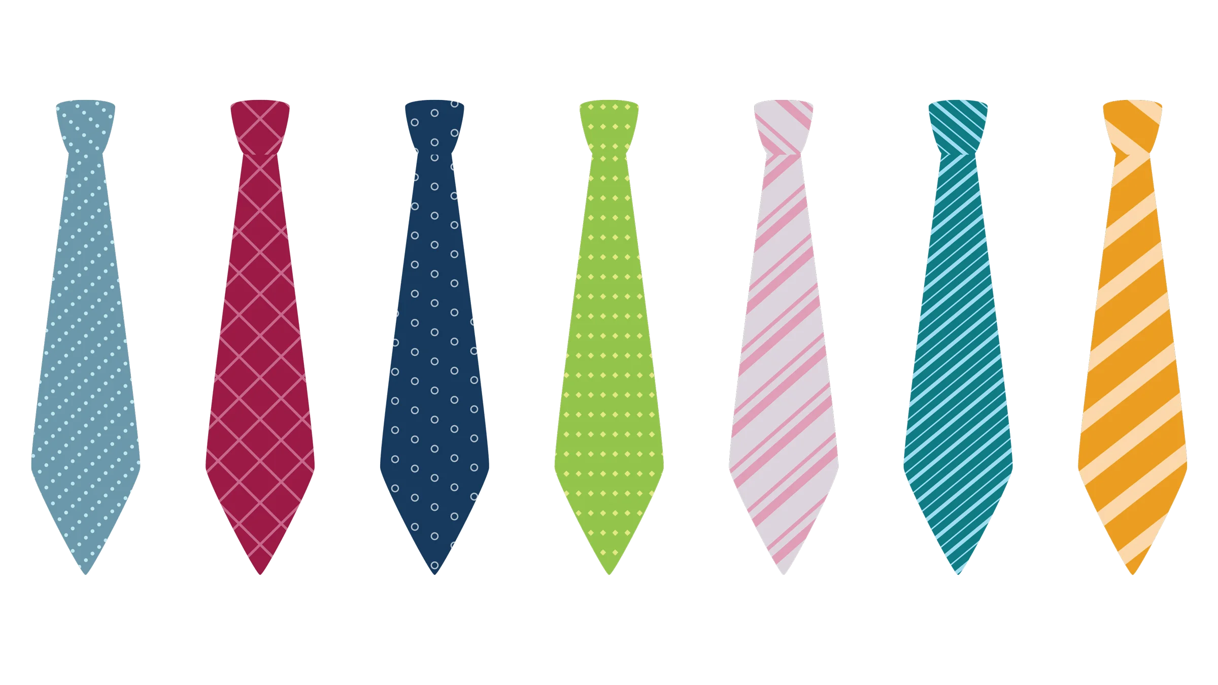 Stylish Fathers Day Neck Tie Clipart Collection with Diverse Patterns and Colors