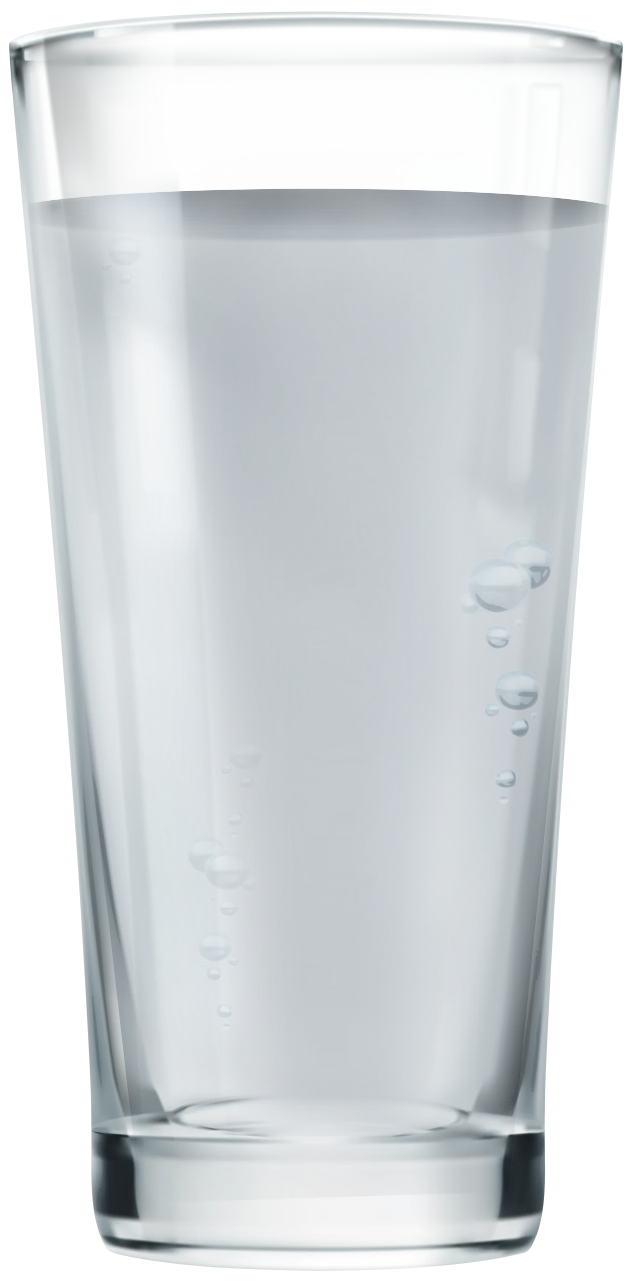 Transparent Crystal-Clear Highball Glass Clipart with Water and Subtle Bubbles