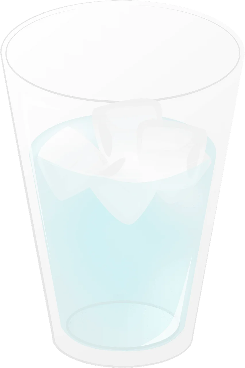 Transparent Double-Walled Glass Clipart with Soft Blue Water Reflection