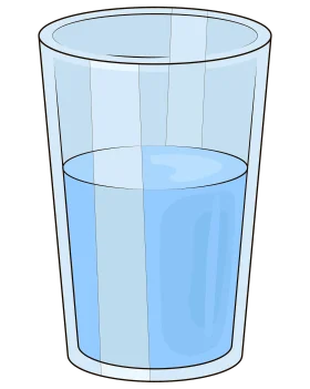 Transparent Glass Clipart with Refreshing Blue Water Filling Half the Volume