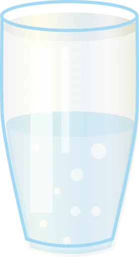 Transparent Glass of Water Clipart with Soft Blue Tones and Gentle Bubbles