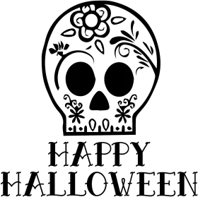 Whimsical Day of the Dead Sugar Skull Halloween Clipart Design