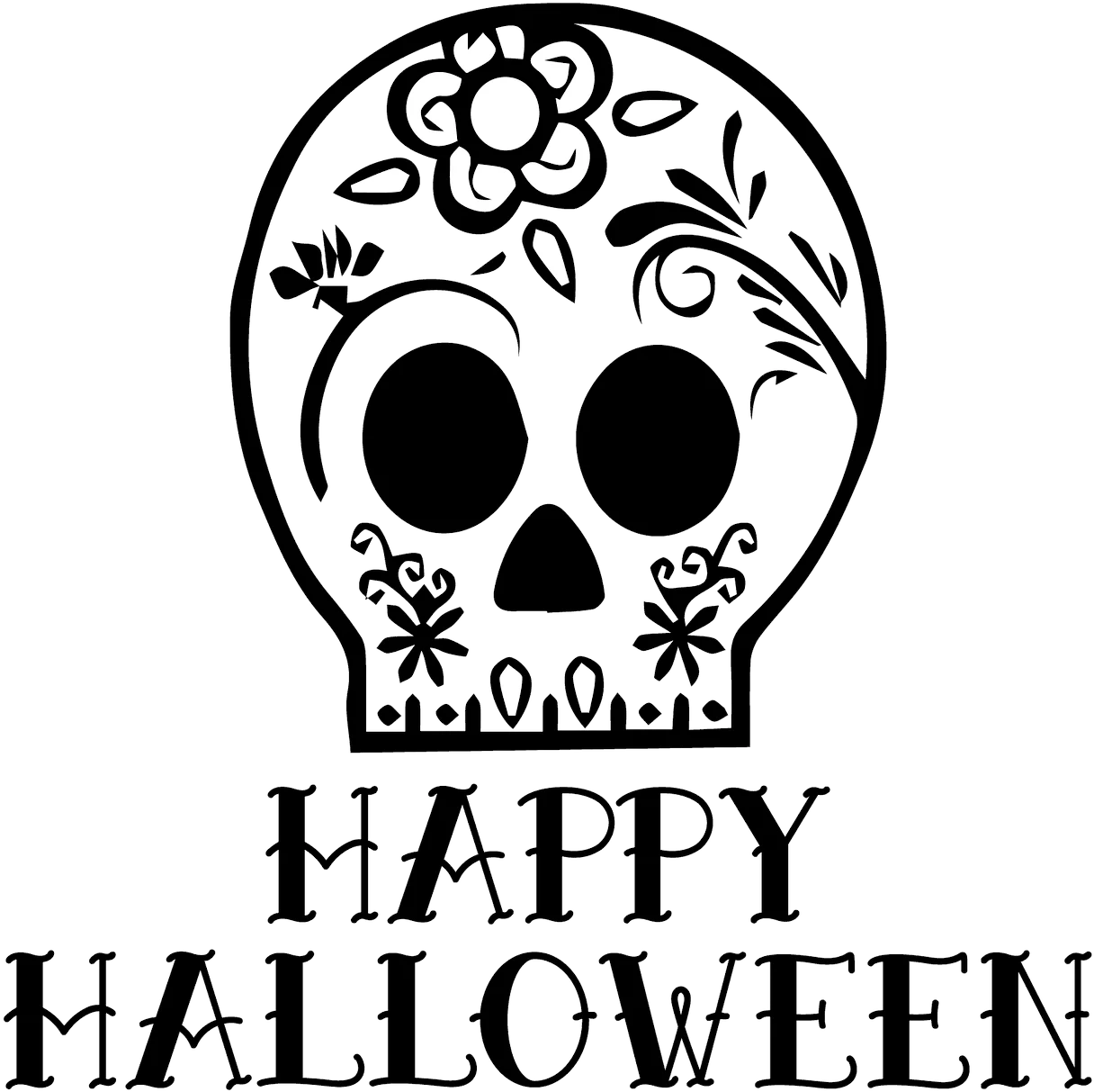 Whimsical Day of the Dead Sugar Skull Halloween Clipart Design