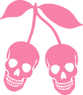 Whimsical Pink Cherry Skull Clipart - Playful Skeletal Fruit Design