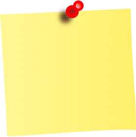 Bright Yellow Sticky Note Clipart with Red Pushpin Attachment