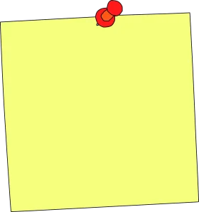Bright Yellow Sticky Note Clipart with Red Pushpin Illustration