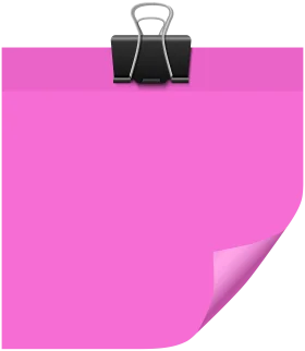 Charming Pink Sticky Note Clipart with Elegant Black Binder Clip Attachment
