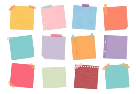 Cheerful and Colorful Sticky Notes Clipart Collection for Digital Design Projects