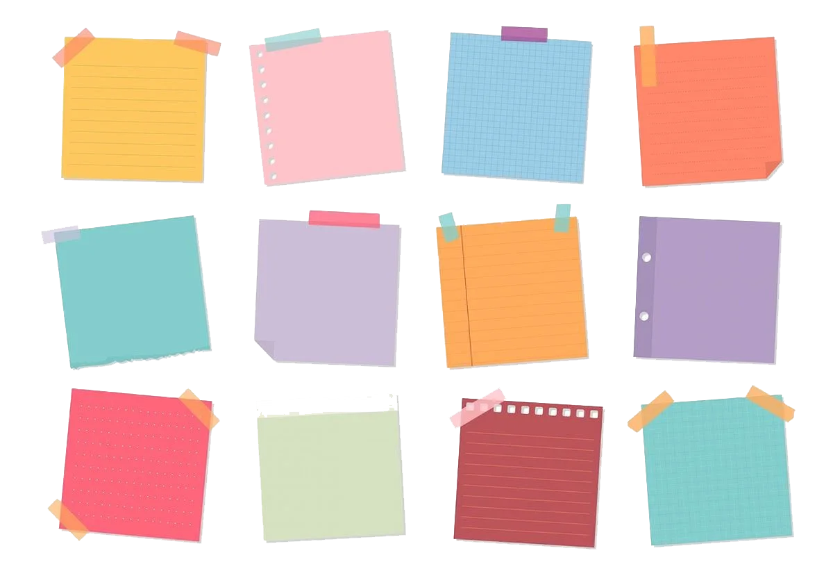 Cheerful and Colorful Sticky Notes Clipart Collection for Digital Design Projects