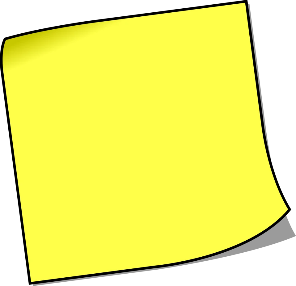 Classic Sunshine Yellow Adhesive Sticky Note Clipart with Soft Shadow Design