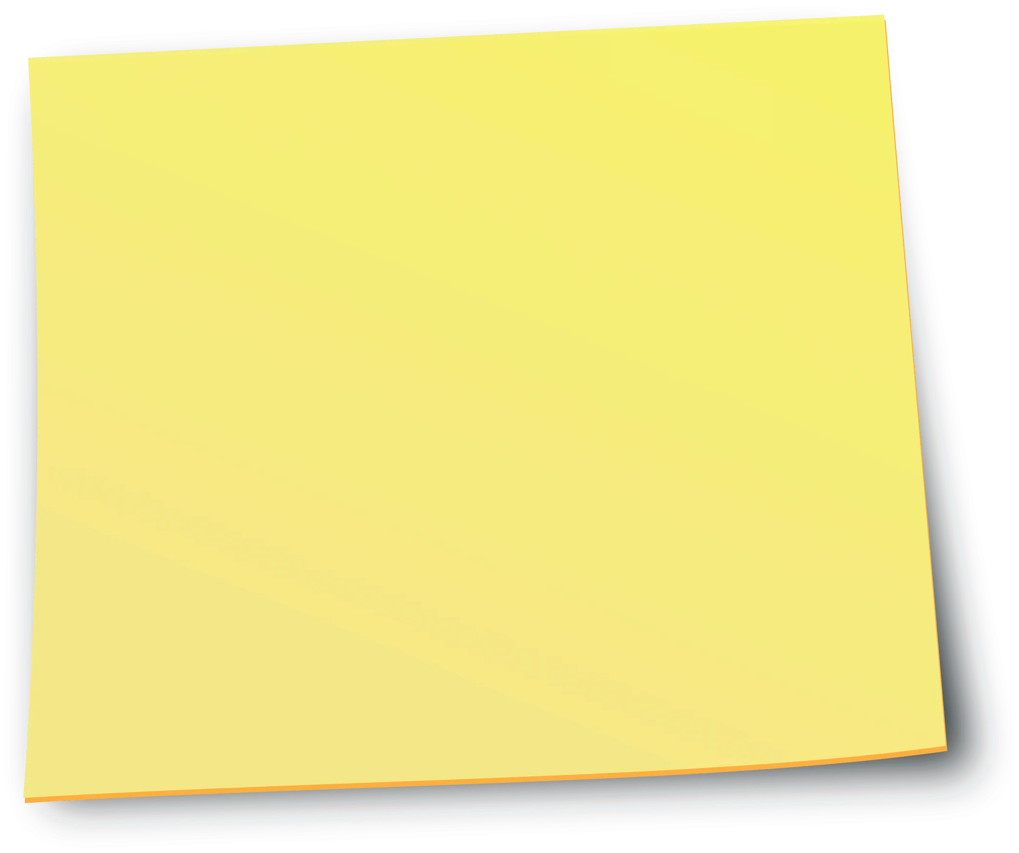 Classic Yellow Adhesive Sticky Note Clipart with Soft Shadow Design