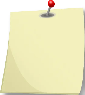 Classic Yellow Sticky Note Clipart with Red Pushpin Attachment