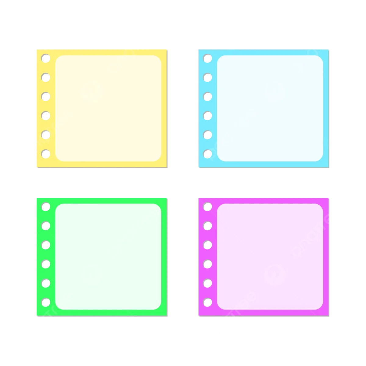 Colorful Film Strip Style Sticky Note Clipart Collection - Blank Memo Templates