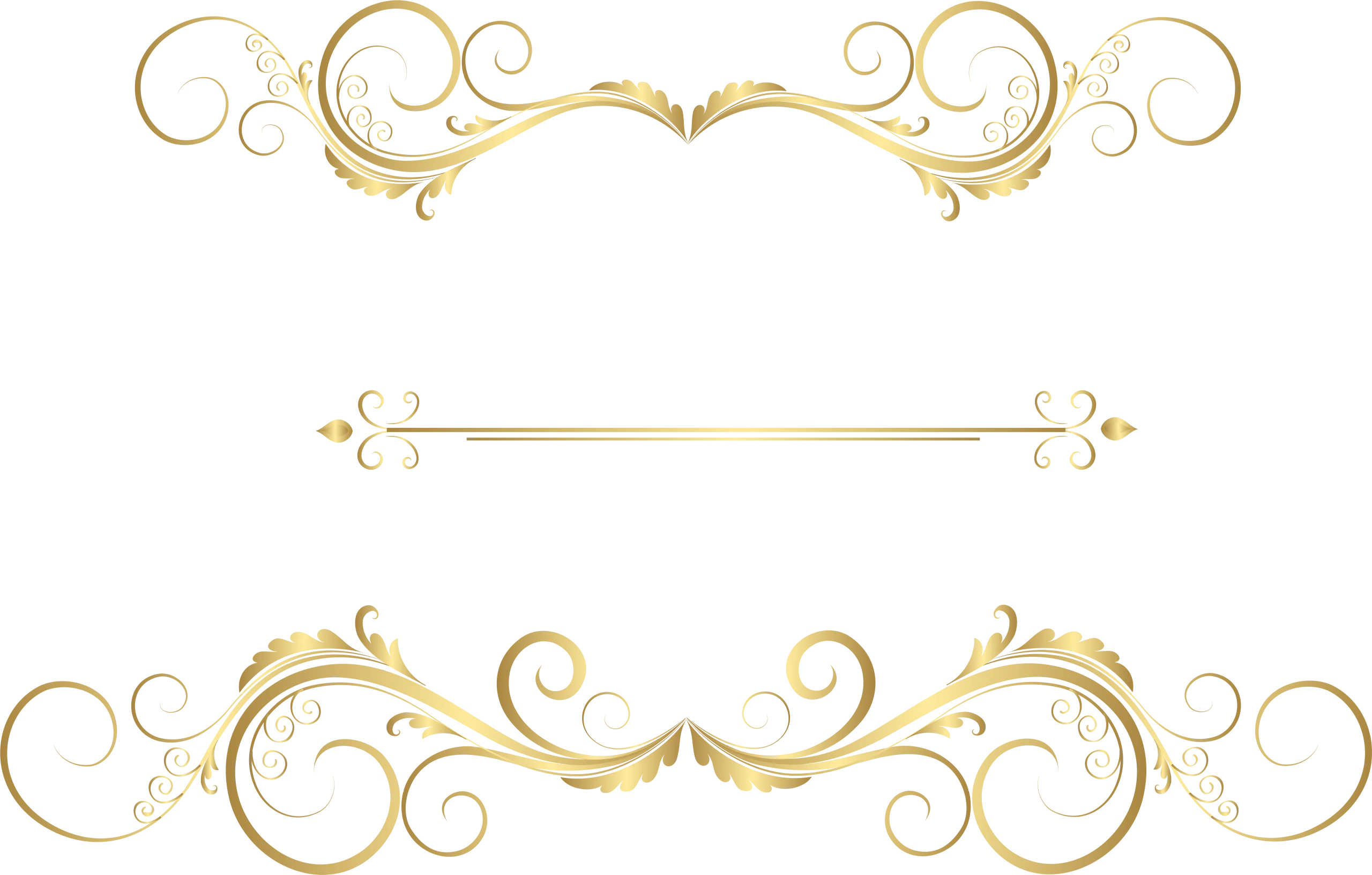 Elegant Golden Flourish Scroll Clipart with Ornate Decorative Swirling Lines