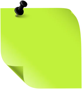 Lime Green Sticky Note Clipart with Black Pushpin Attachment