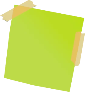 Lime Green Sticky Note Clipart with Transparent Tape Edges