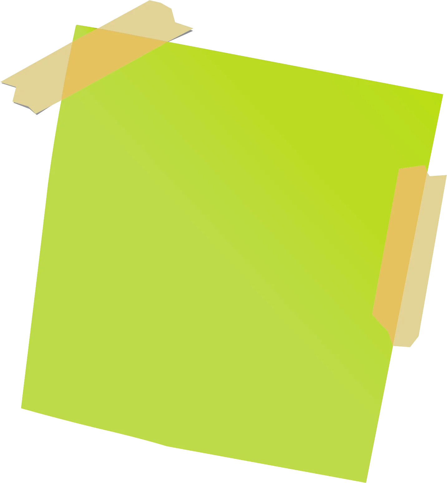 Lime Green Sticky Note Clipart with Transparent Tape Edges