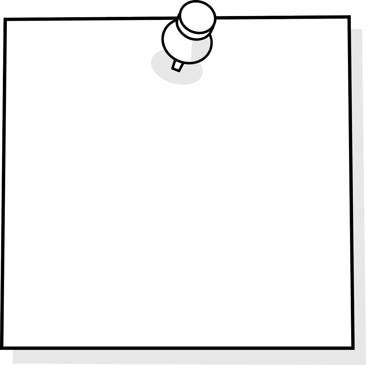Minimalist Blank Sticky Note Clipart with Pushpin Simple Design