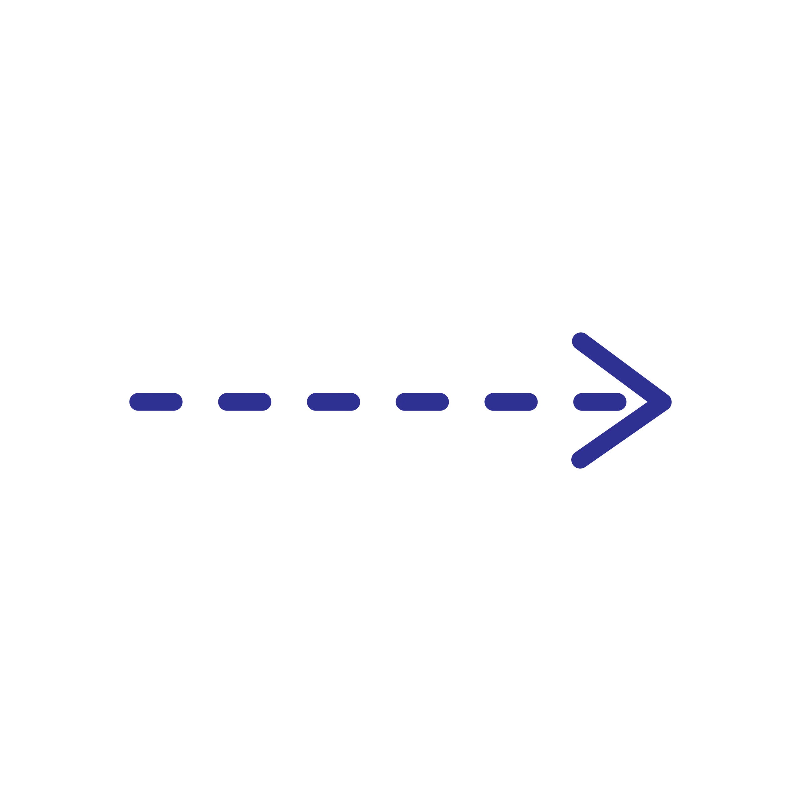 Minimalist Blue Dashed Arrow Clipart Pointing Forward with Dynamic Motion