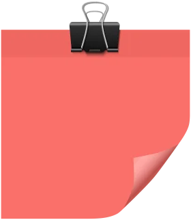 Minimalist Coral-Colored Sticky Note Clipart with Black Binder Clip