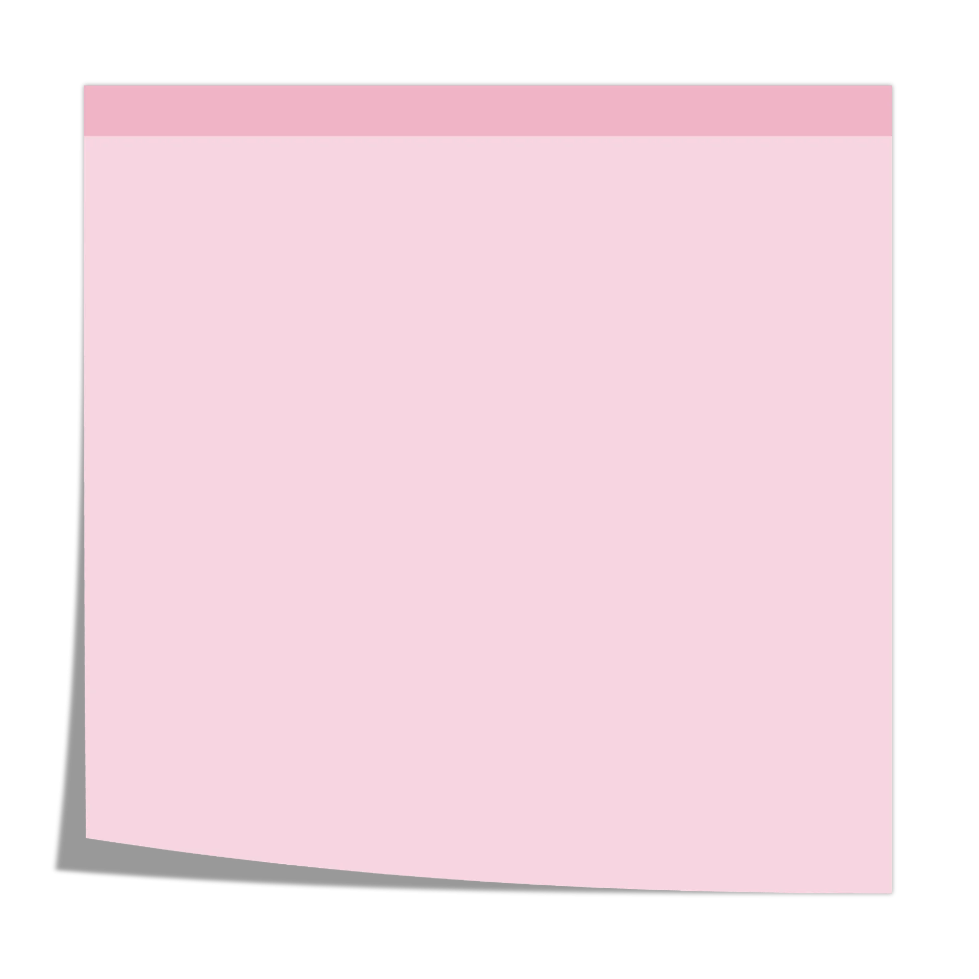 Minimalist Pastel Pink Sticky Note Clipart with Soft Shadow Effect