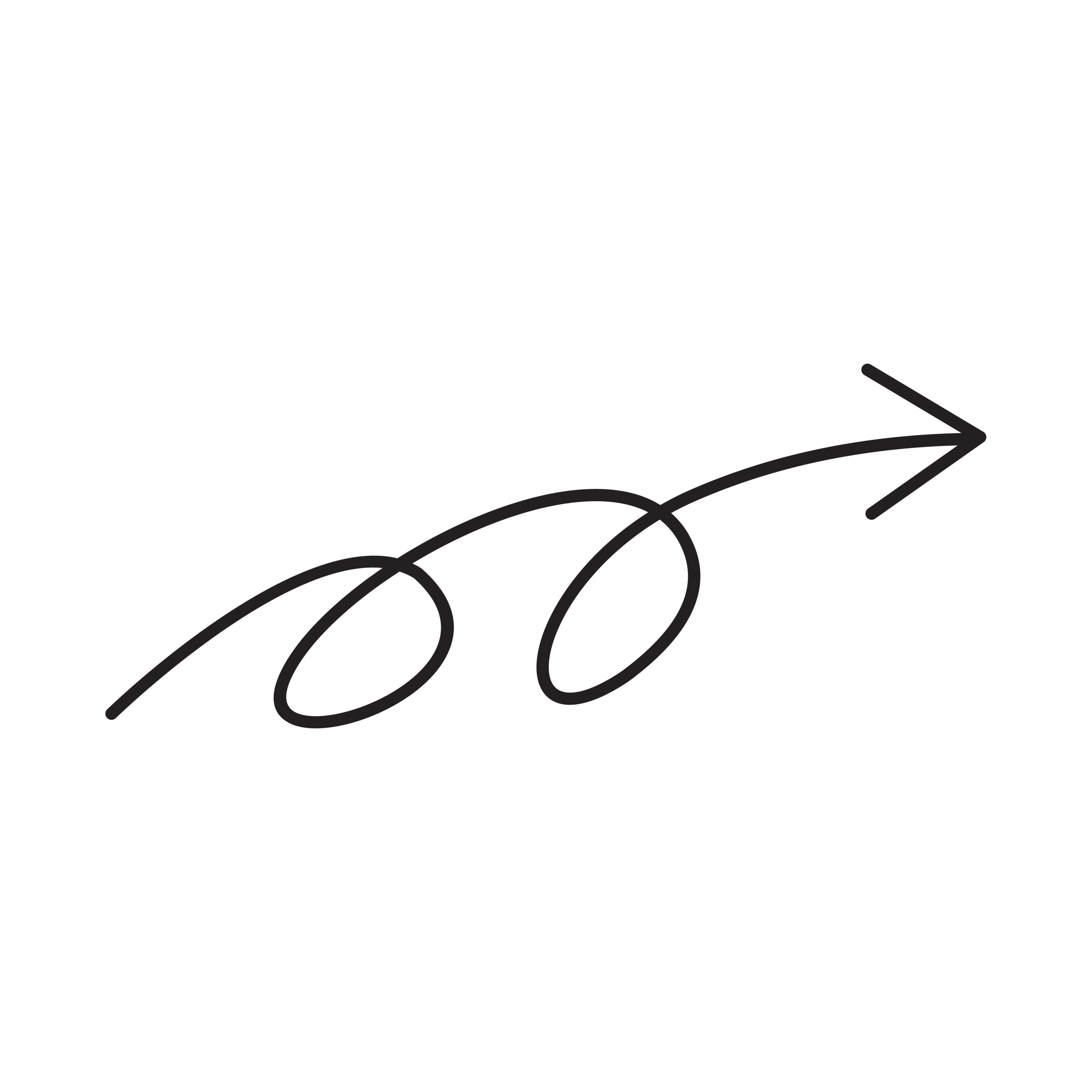 Minimalist Swooping Arrow Clipart with Elegant Curved Loops and Linear Trajectory