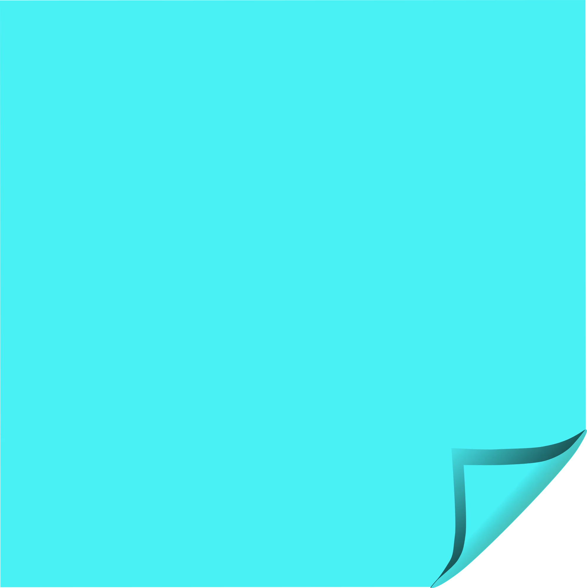 Minimalist Turquoise Sticky Note Clipart with Curled Corner Design