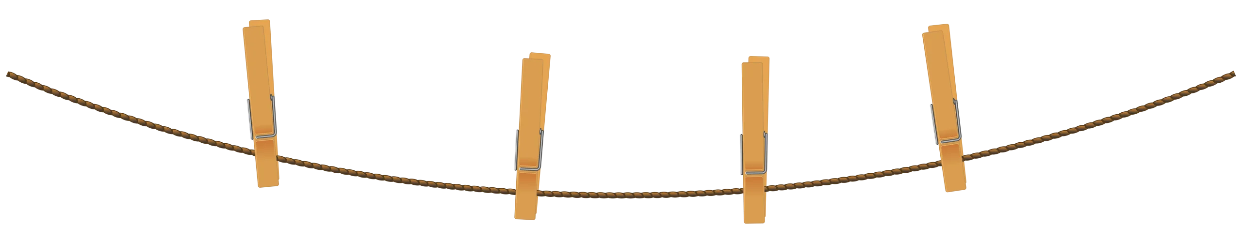 Minimalist Wooden Clothespins Hanging on a Curved Clothesline Clipart Design