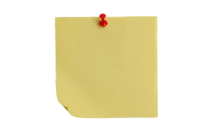 Minimalist Yellow Sticky Note Clipart with Crimson Red Pushpin Attachment
