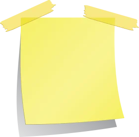 Minimalist Yellow Sticky Note Clipart with Soft Shadow and Adhesive Tape
