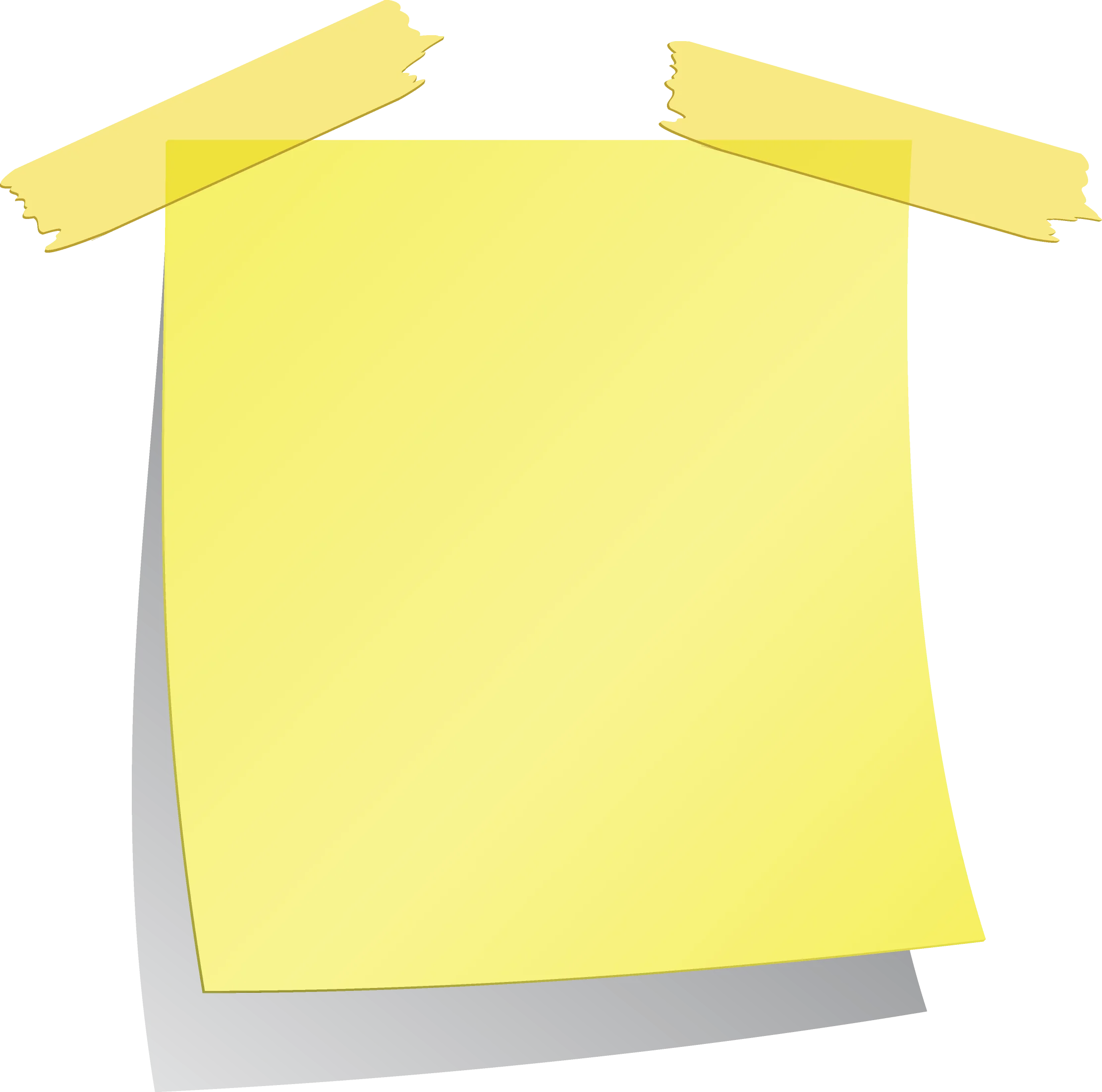 Minimalist Yellow Sticky Note Clipart with Soft Shadow and Adhesive Tape