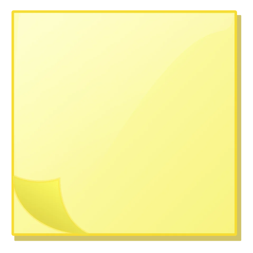 Pale Yellow Sticky Note Clipart with Curled Corner Graphic Design Element